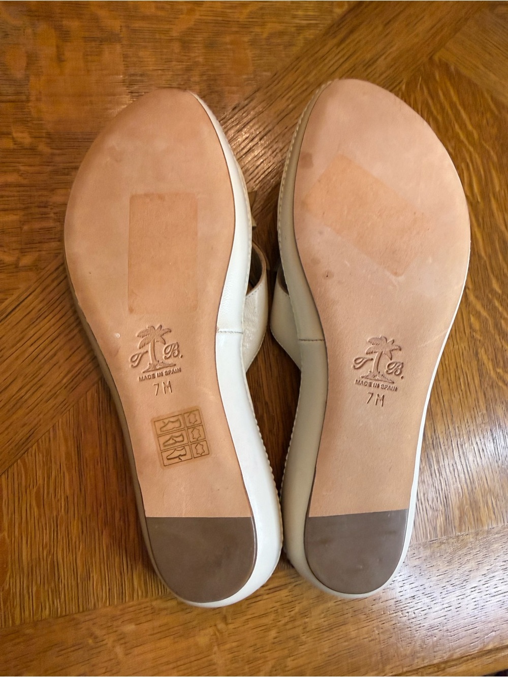 Tommy Bahama Sakura Two-Tone Tan & White Floral Leather Wedge Sandals - Picture 6 of 6